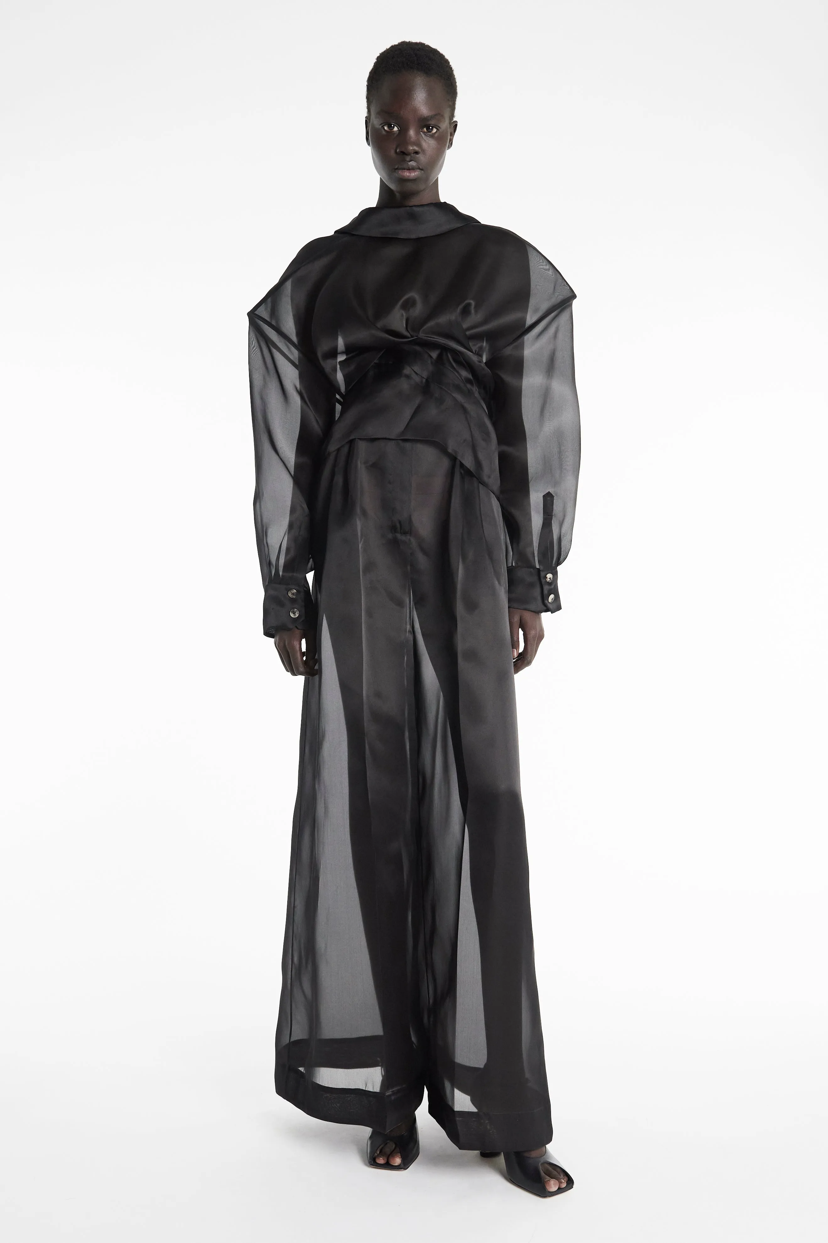 Organza Twisted Shirt Black High Density Weave