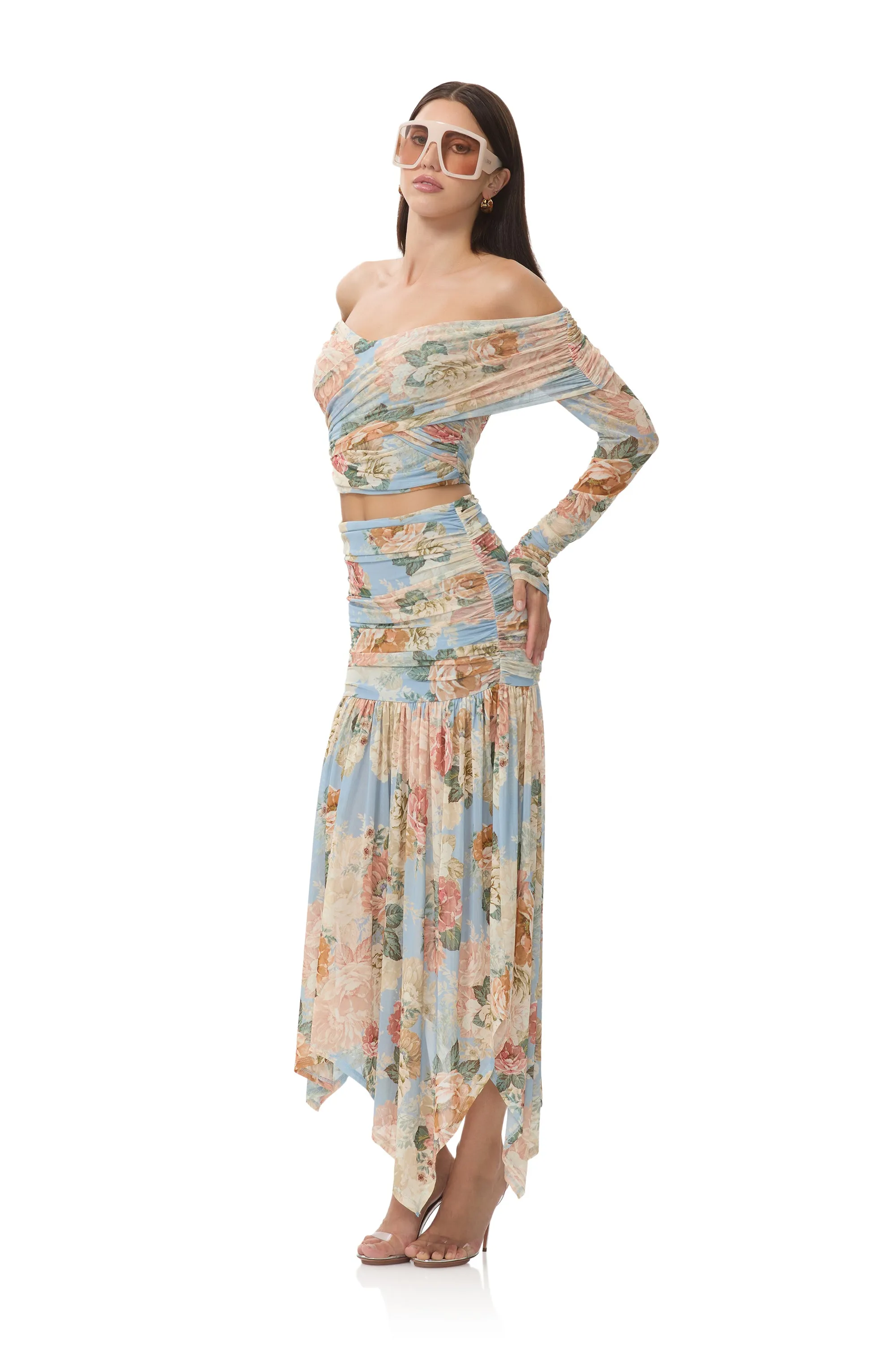 Dido Top - Soft Slate Bloom EcoFriendly Manufacturing BondedHemline