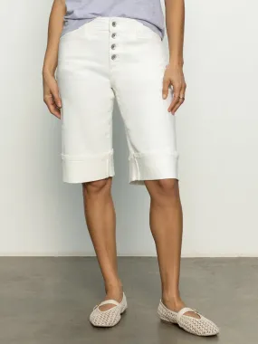 Luna Cuffed Bermuda Short Bleached White Eco Friendly Material