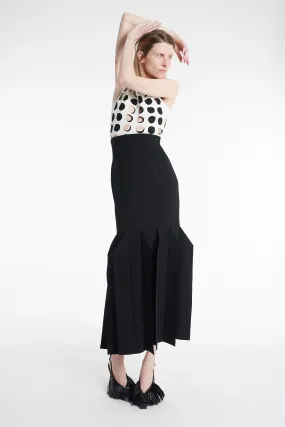 natural fiber Midi Length Skirt With Hem Panel Detail Black