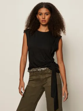 Classic Cut Side Tie Muscle Tee Black