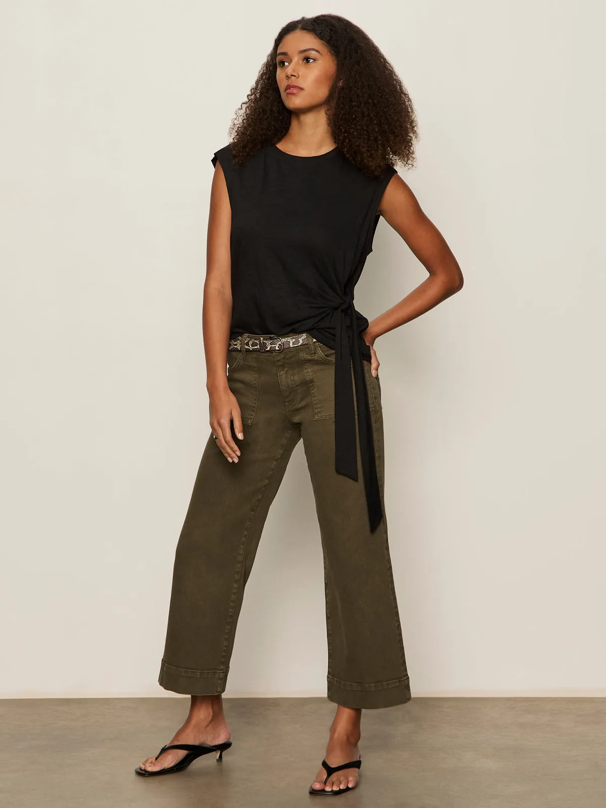 Sustainable production Athletic Wear Side Tie Muscle Tee Black