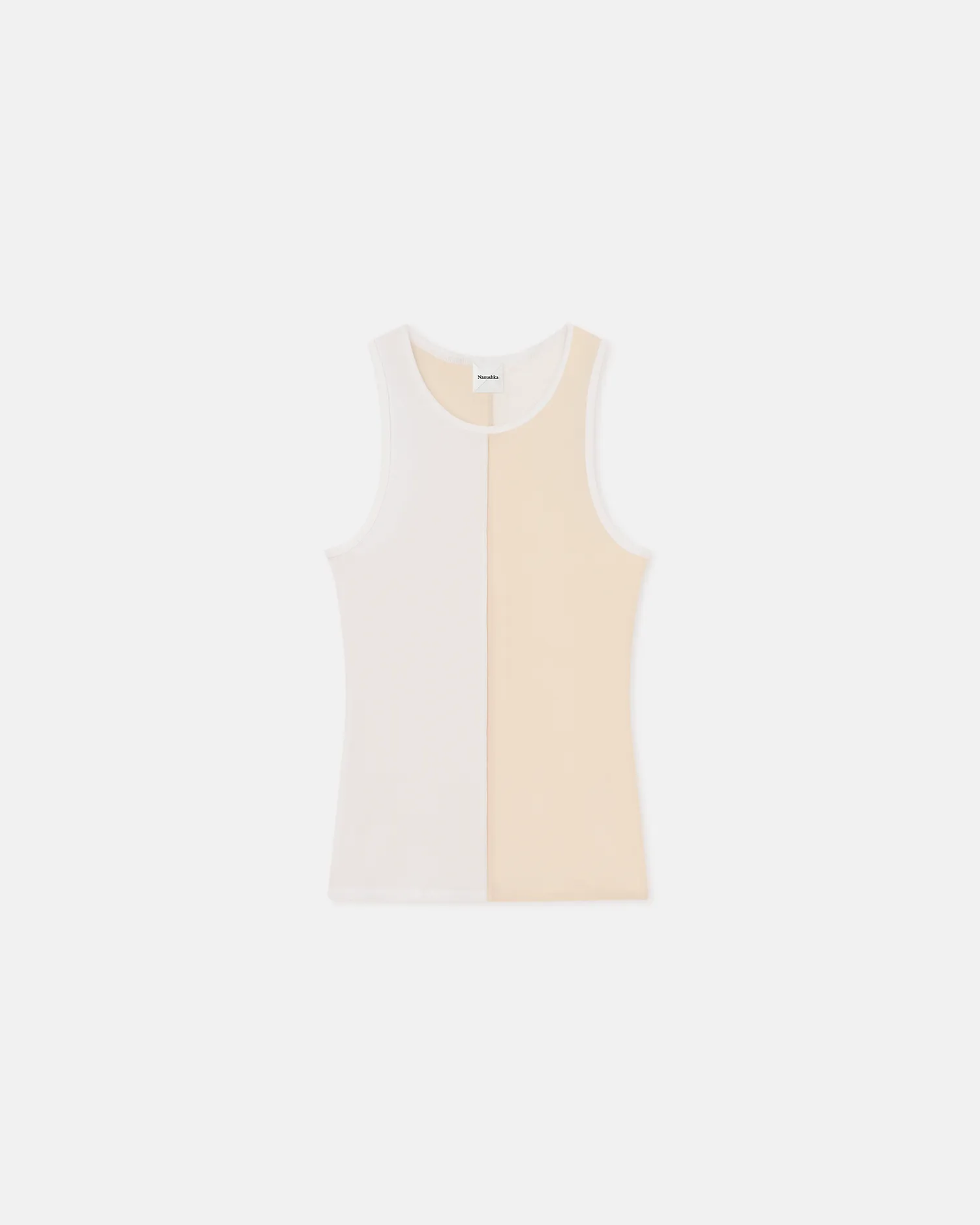 Tear Resistant BondedHemline Macha - Color Blocked Tank Top - White/Eggshell