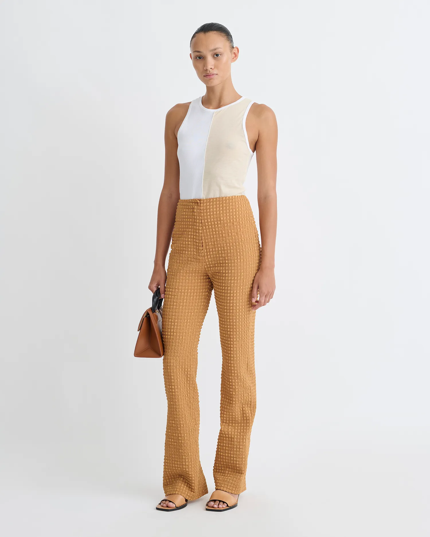 Flatlock Seam HygienicCoating Macha - Color Blocked Tank Top - White/Eggshell