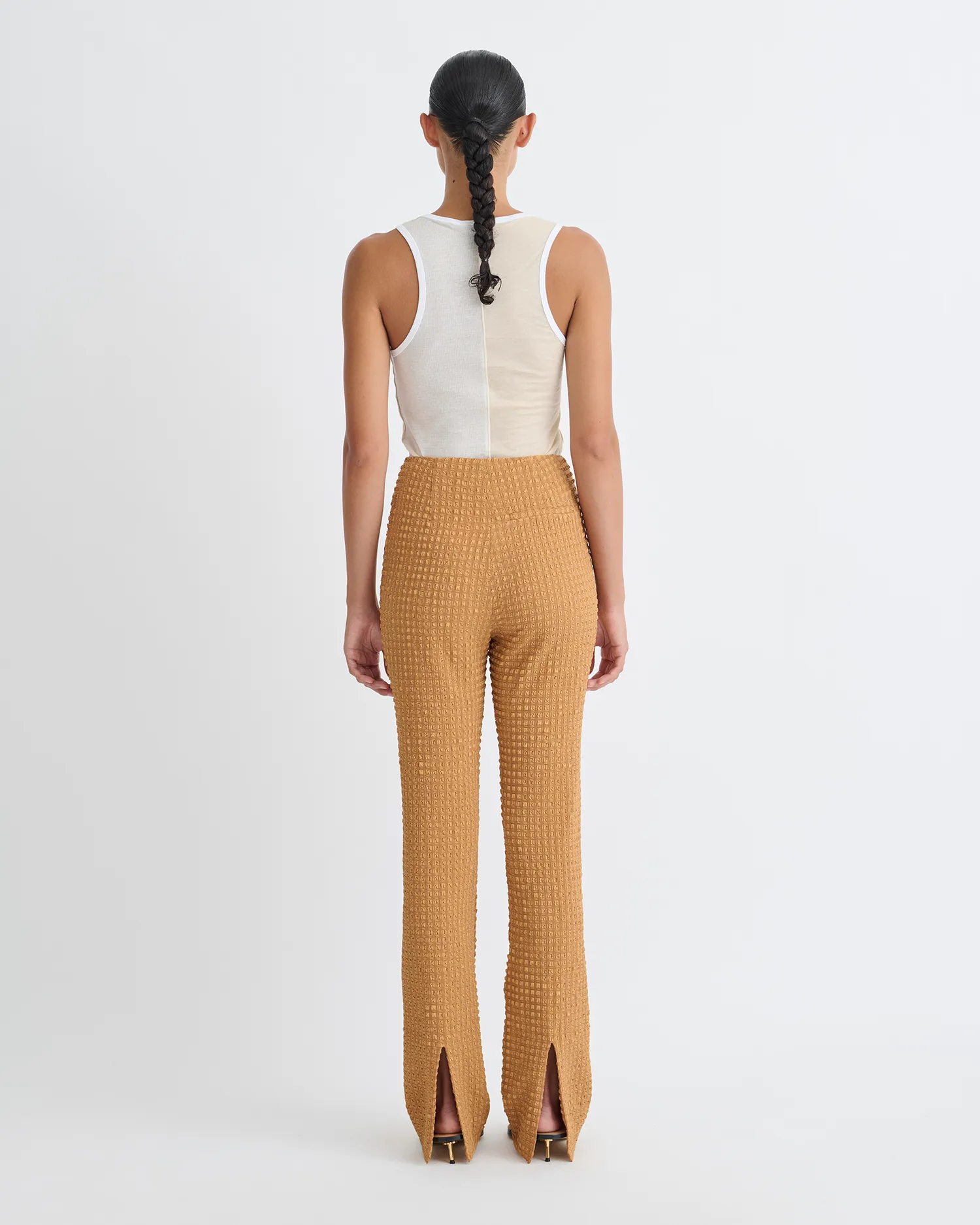 Fitted Tank Water Repellent Coating Macha - Color Blocked Tank Top - White/Eggshell