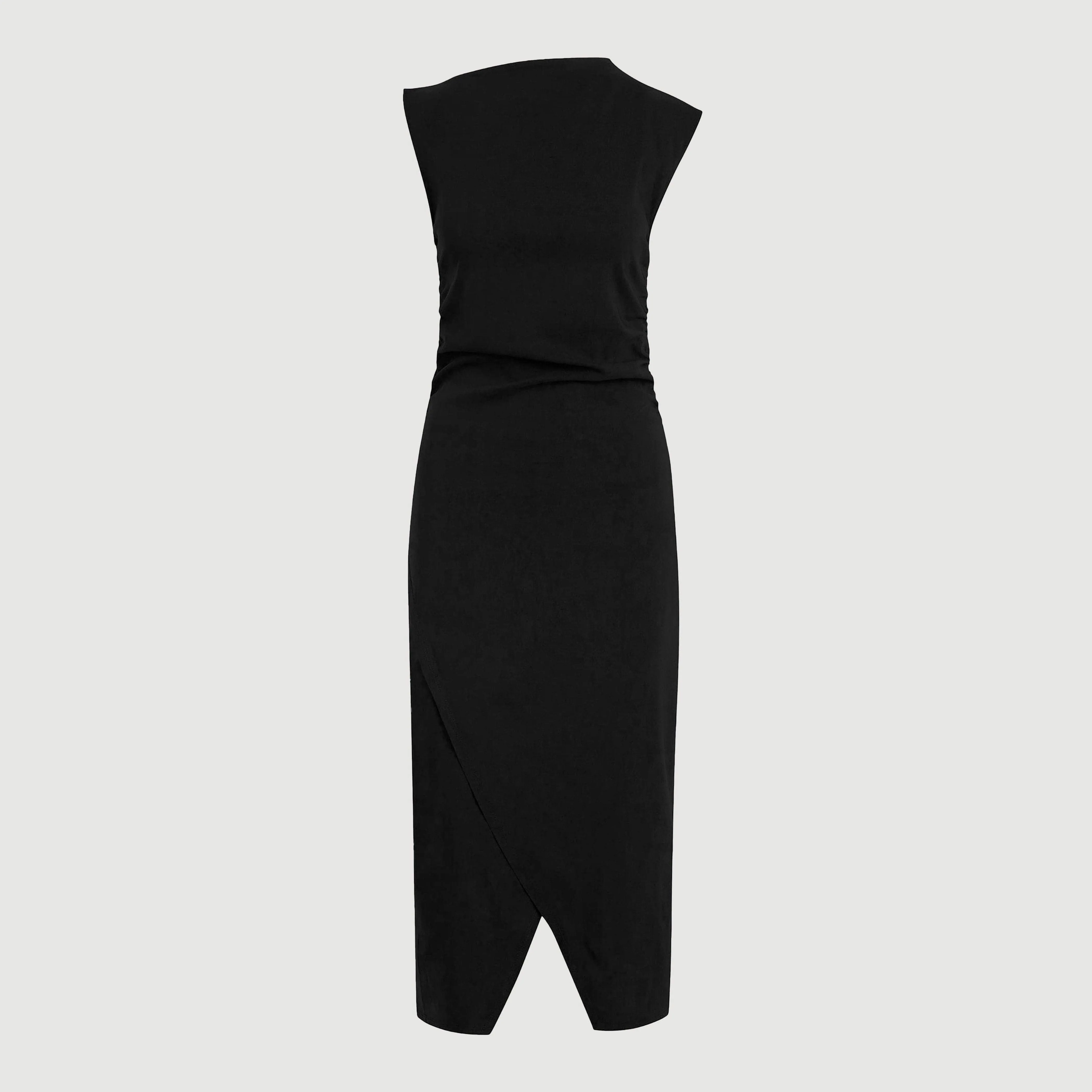 Manon Asymmetric-Neck Ruched Dress (Petite) Effortless Touch
