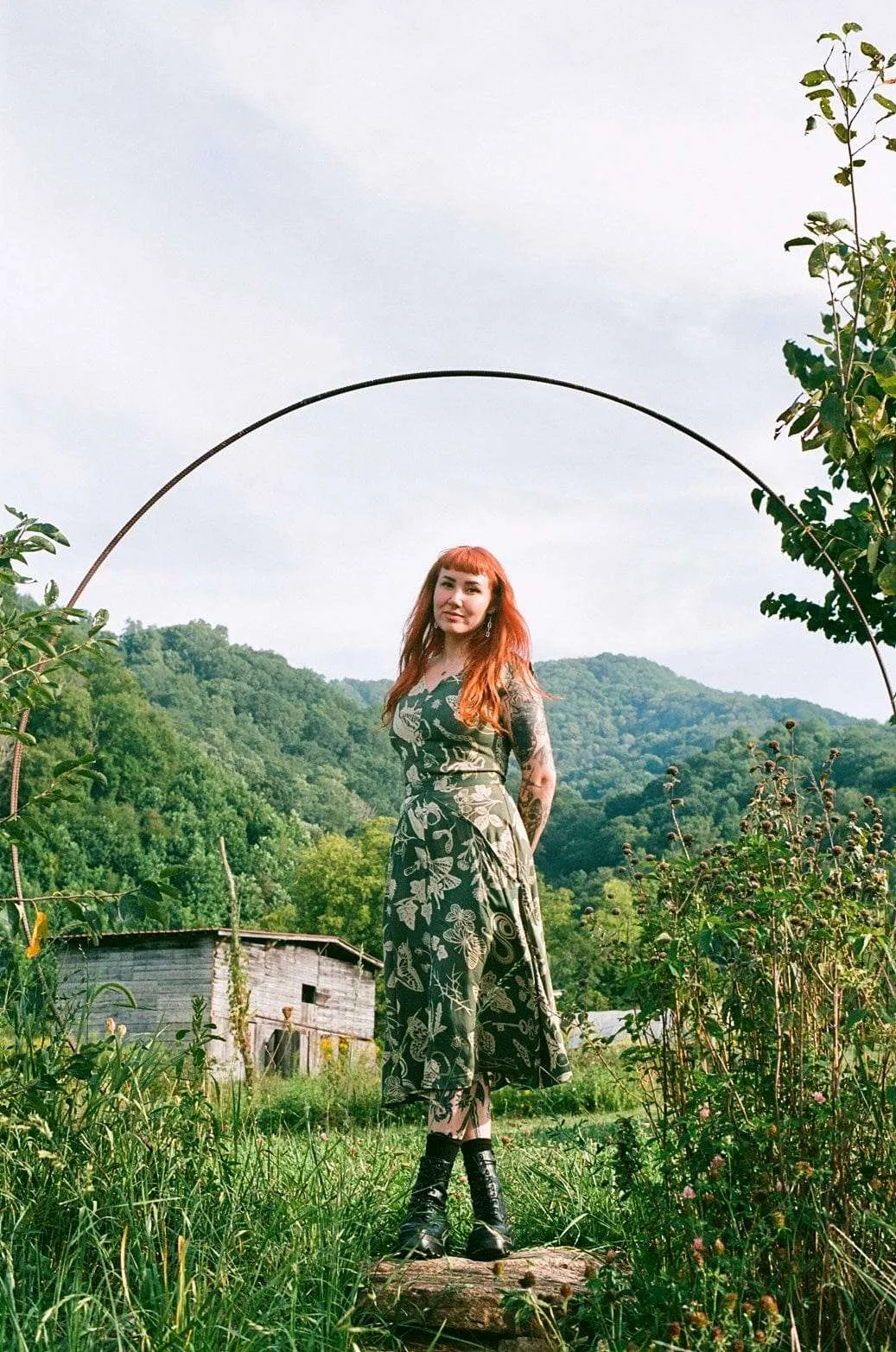 Elegant Layering Lace Detail Xena Dress in Emerald Woodland Wonder