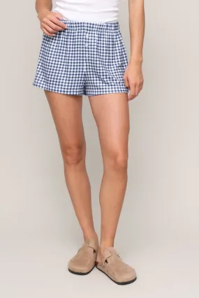 Maddie Gingham Short Curved Hem Casual Button-Down