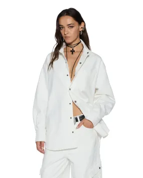 OVERSIZED LS SHIRT ECRU NoRoll Hem Technology