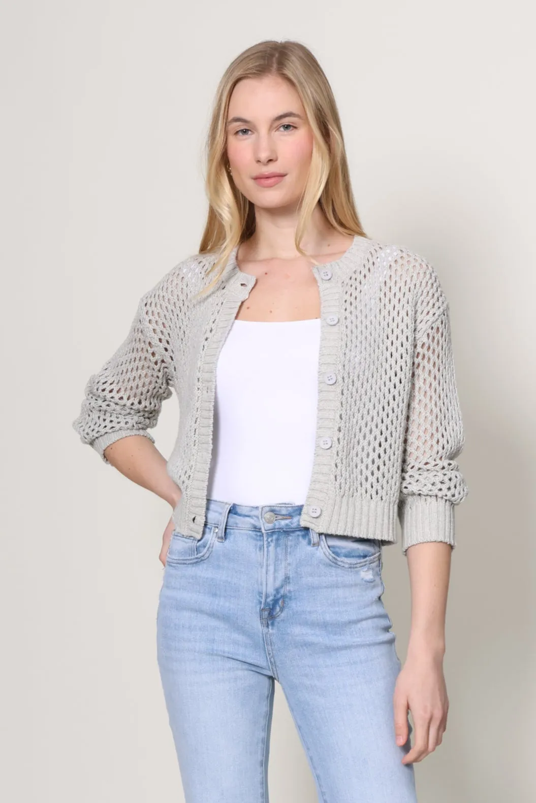 AntiStatic Material FlexibleWaistband Mallorca Crochet Cardigan