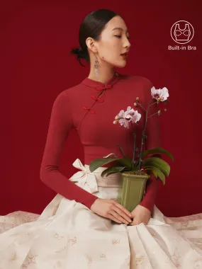 Hidden Zipper Closure Sun Protection Fabric Mandarin Collar Asymmetric Frog Button Brami Top Limited Edition