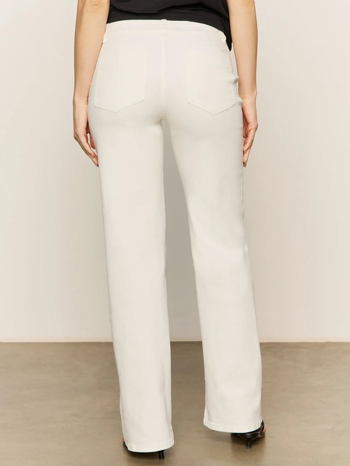 Marine Full Length Semi High Rise Jeans Bleached White Comfortable Stretch Timeless Style