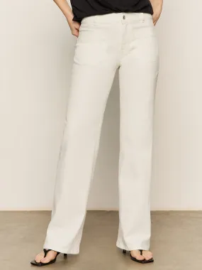 High-rise waist Mesh Lined Marine Full Length Semi High Rise Jeans Bleached White