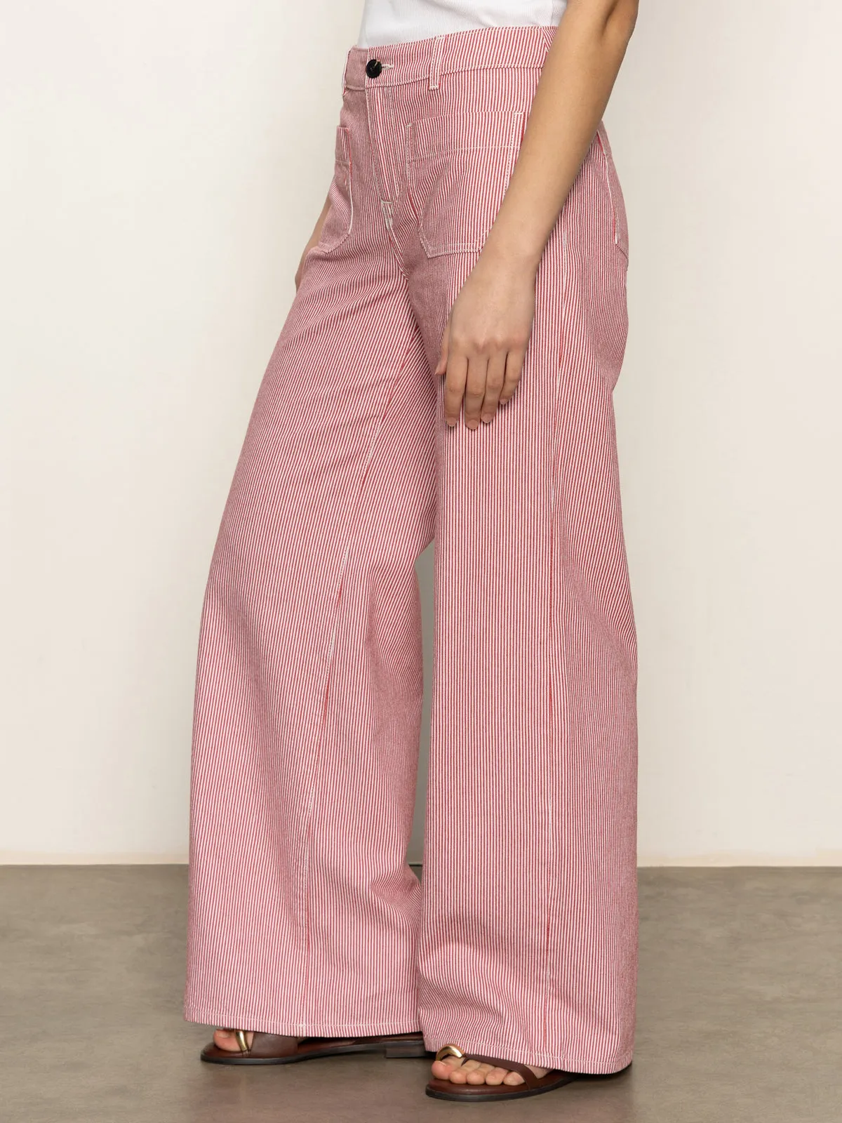 Marine Full Length Semi High Rise Pant Galley Stripe Smart Look