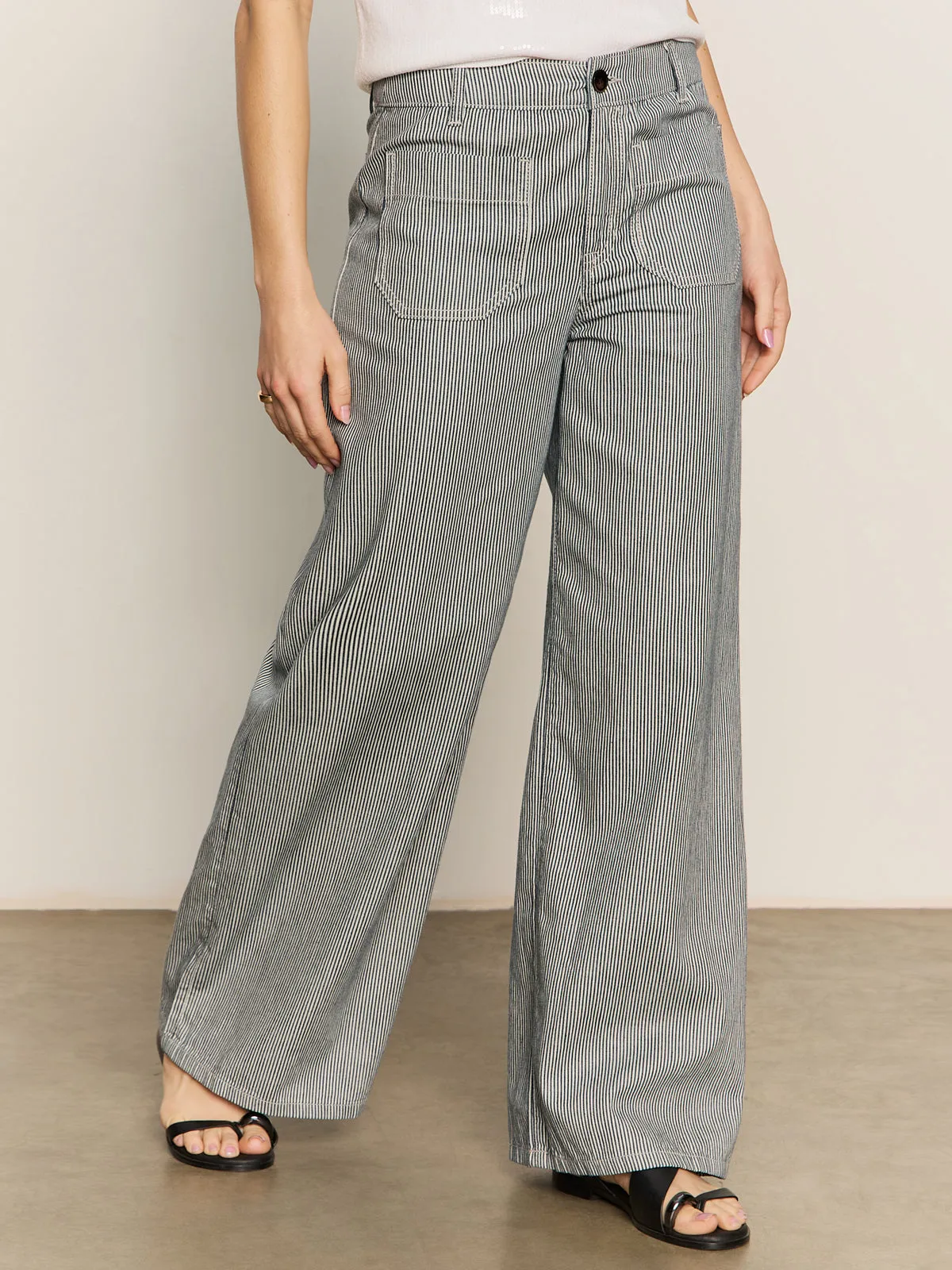 Marine Full Length Semi High Rise Pant Yacht Stripe Denim finish