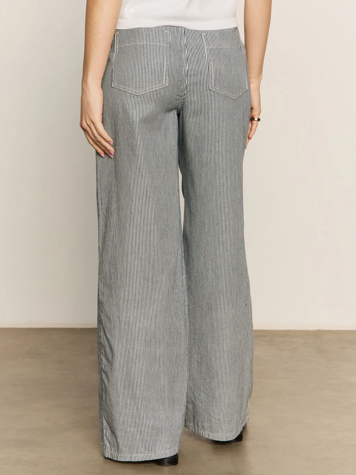 Marine Full Length Semi High Rise Pant Yacht Stripe Versatile Look Easy Care Fabric