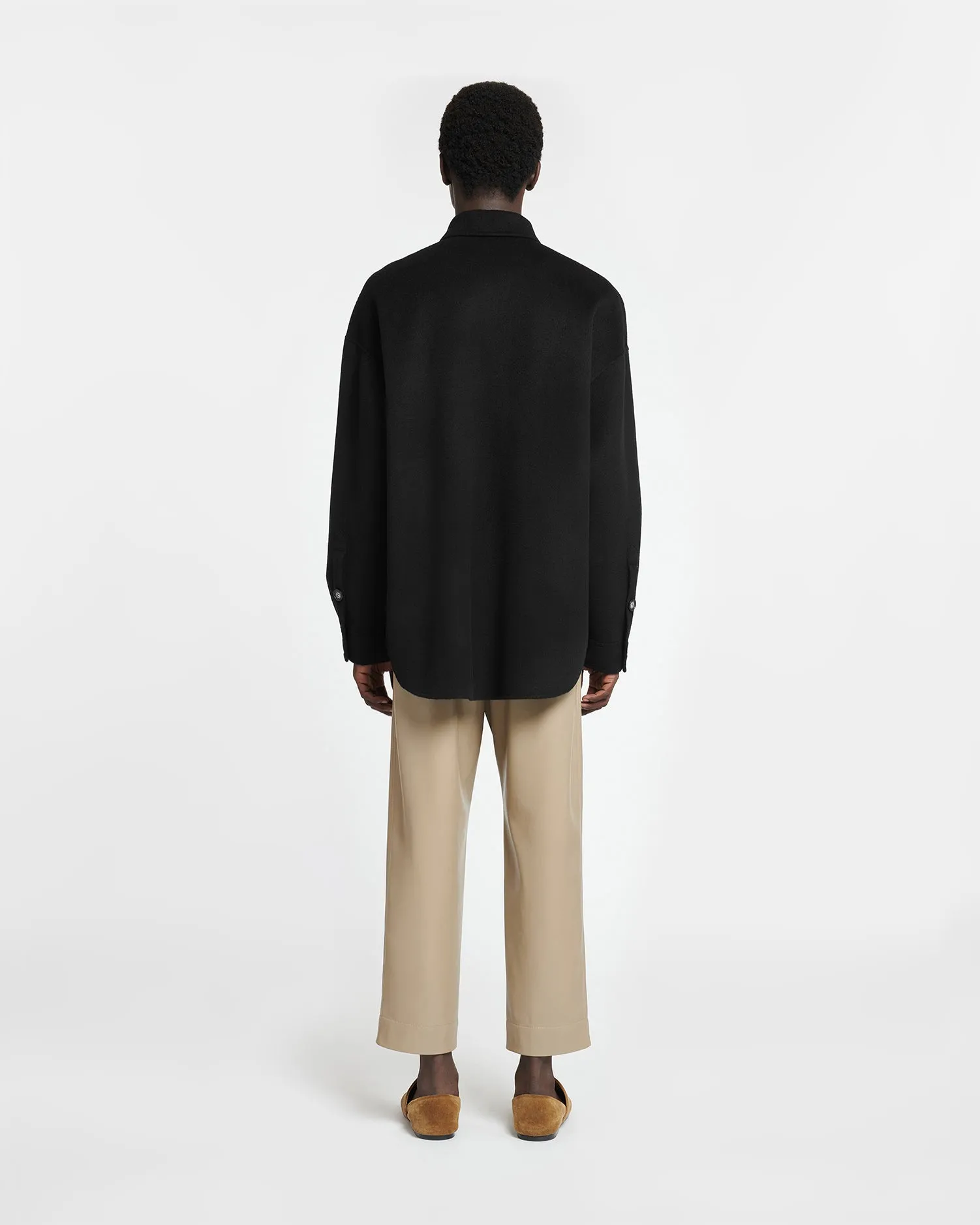 Sequined kids' outfits Martin - Double Wool And Silk Blend Overshirt - Black