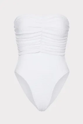 Textured Ruched One Piece UV Defense