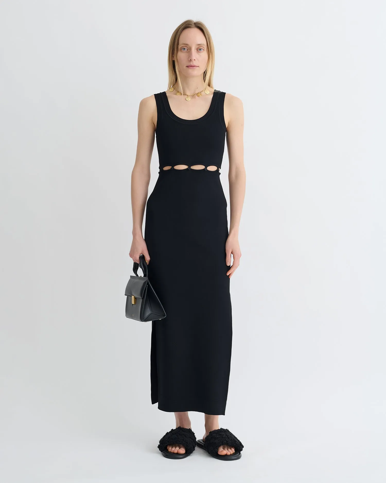 LowMaintenanceFabric Loose Tee Maves - Knitted Midi Dress - Black