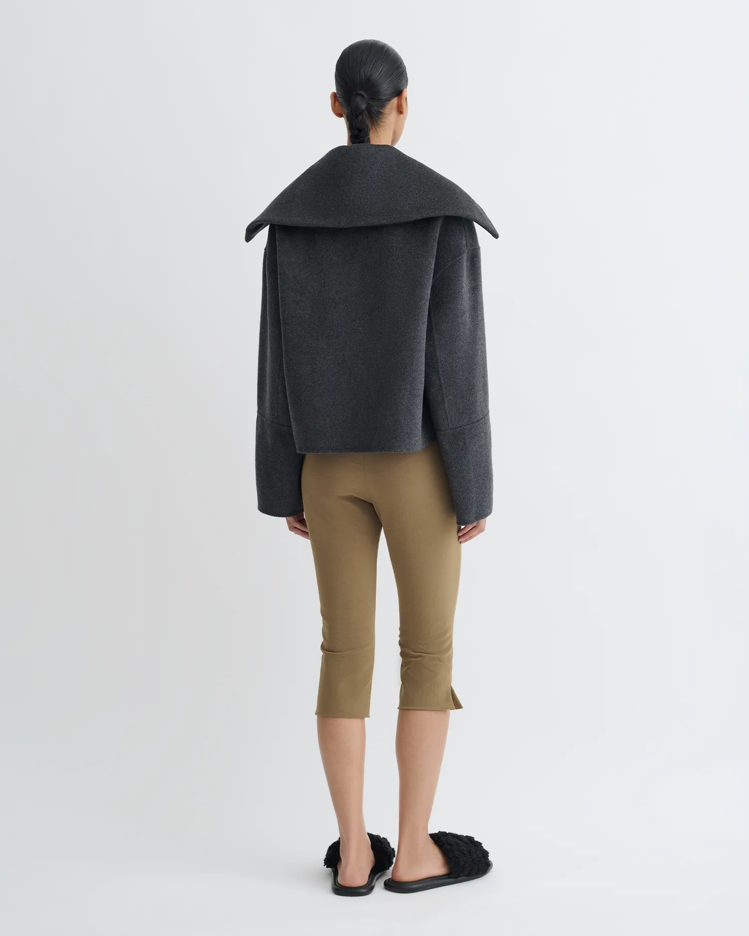 Sustainable Printed-pattern-feature Maxe - Double Wool Jacket - Grey Melange