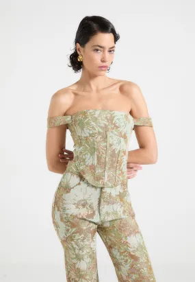 Seasonal Comfort Bonnie - Jacquard Bardot Corset Top - Sage