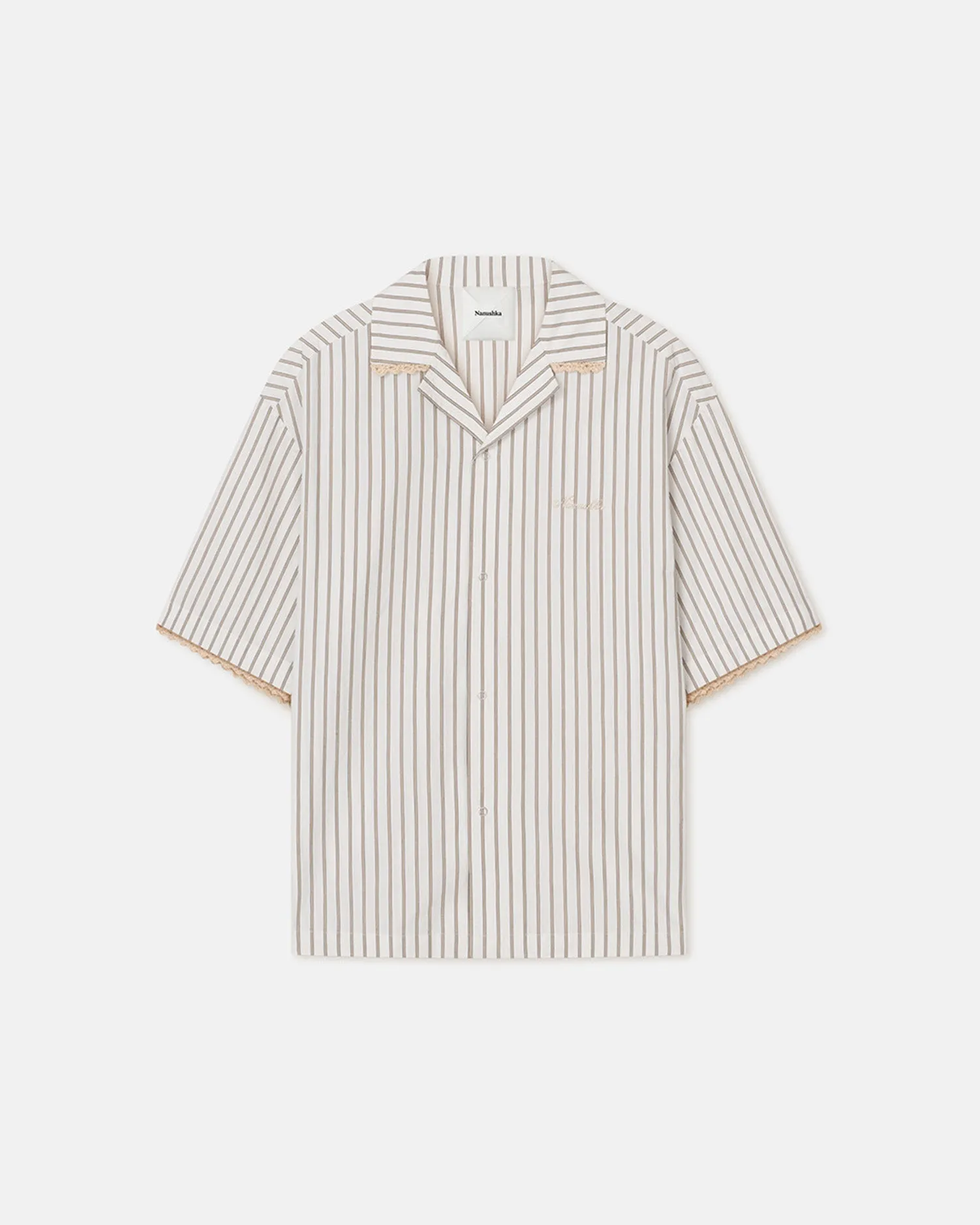 ResilientStretch Maxton - Striped Crochet Shirt - Creme