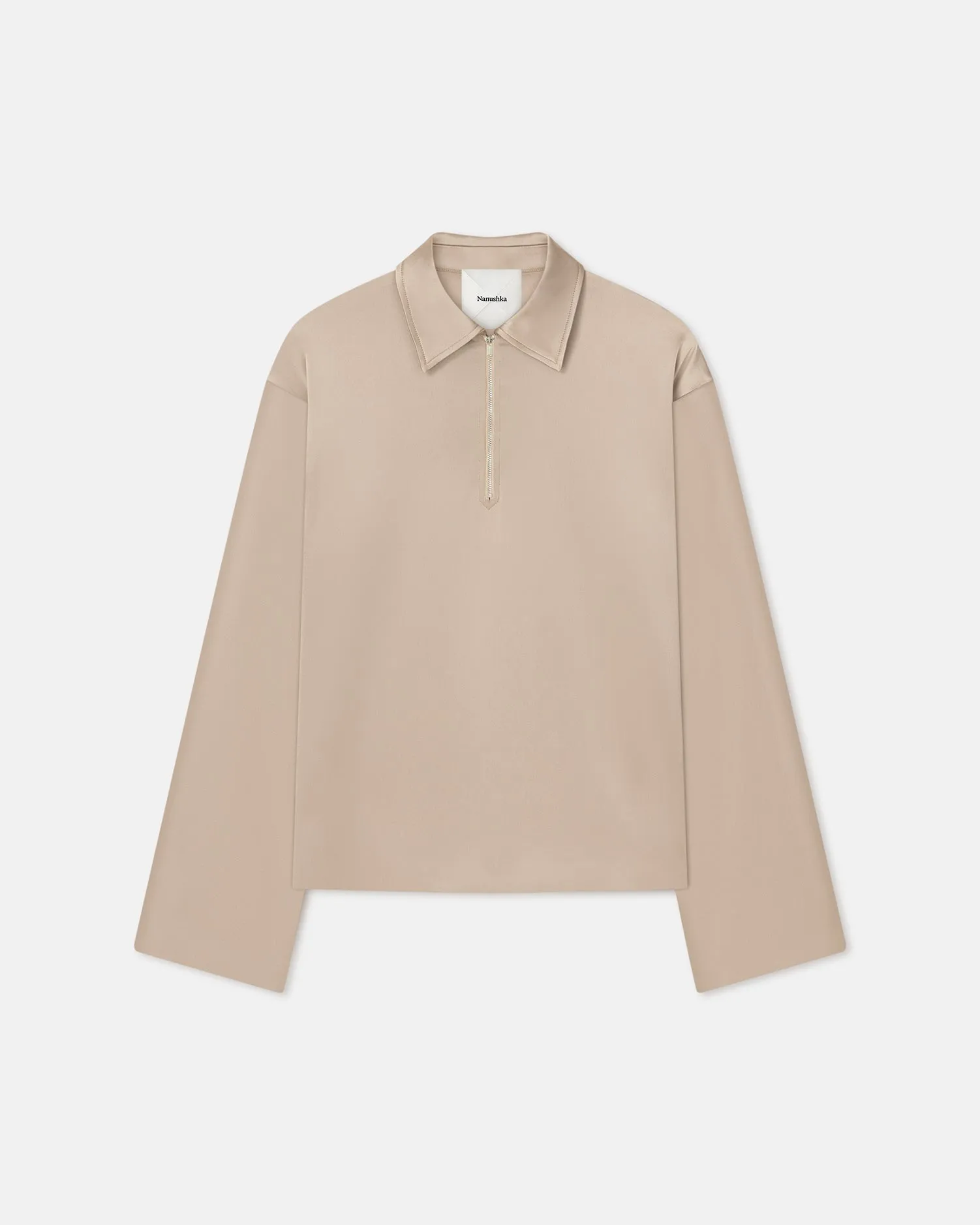 Mencia - Slip Satin Polo-Neck Top - Dune semi - formal event surf wear