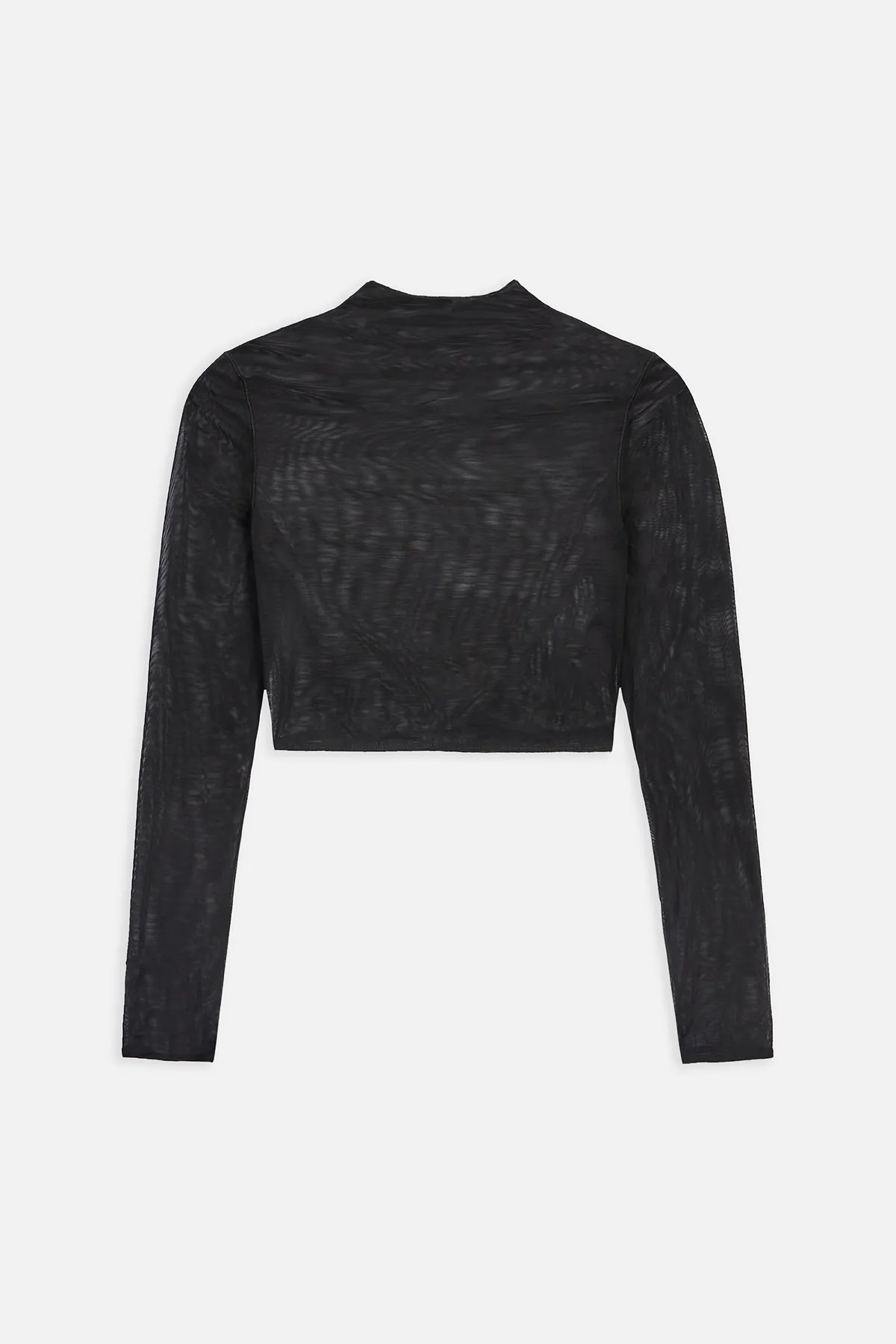 ComfortStretchFit Mesh Long Sleeve Cropped Top - Black