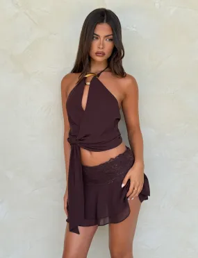 INDIGO MINI SKIRT - BROWN : CHOCOLATE Minimal Design