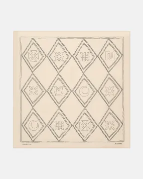 Lightweight Knit Miani - Printed Silk Scarf - Symbol Argyle Creme/Black