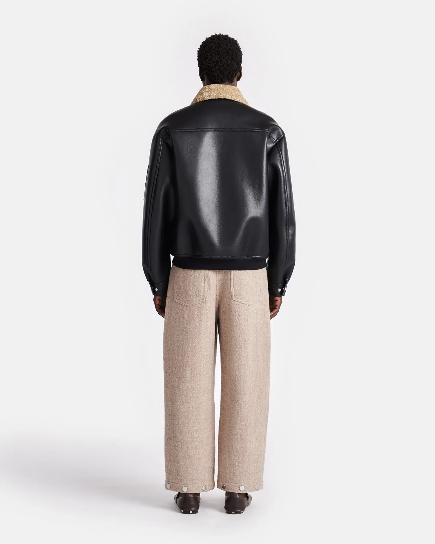 Lude - Bonded Shearling Flight Jacket - Cornstalk/Black Adjustable Hem bit