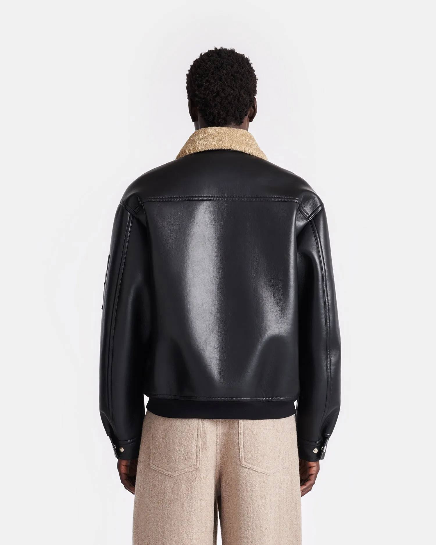 Seamless Knitting Lude - Bonded Shearling Flight Jacket - Cornstalk/Black