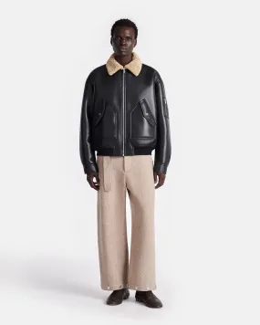 Good Value Lude - Bonded Shearling Flight Jacket - Cornstalk/Black