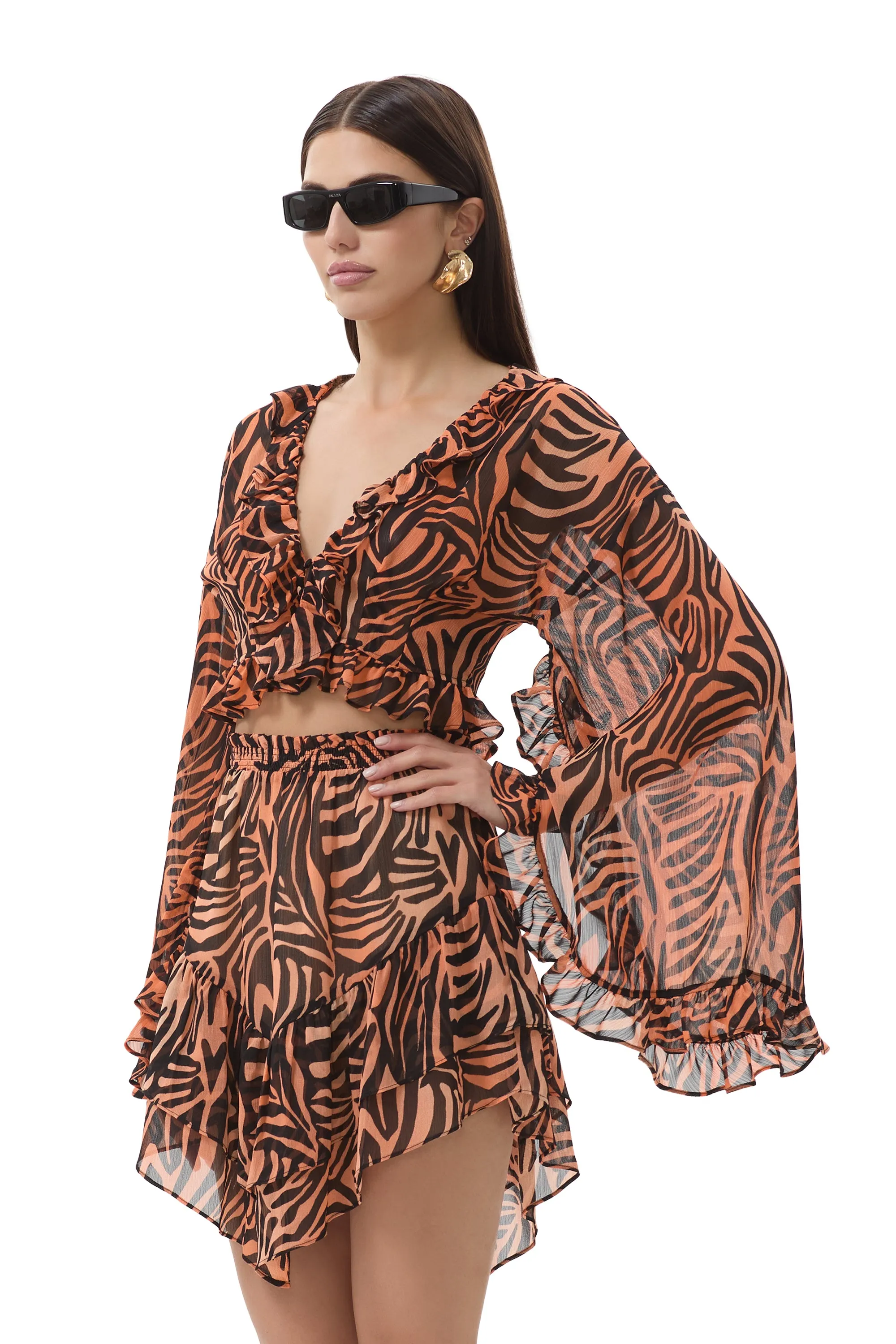 Clinton Top - Ombre Zebra MultipanelLayout Textured Weave Pattern