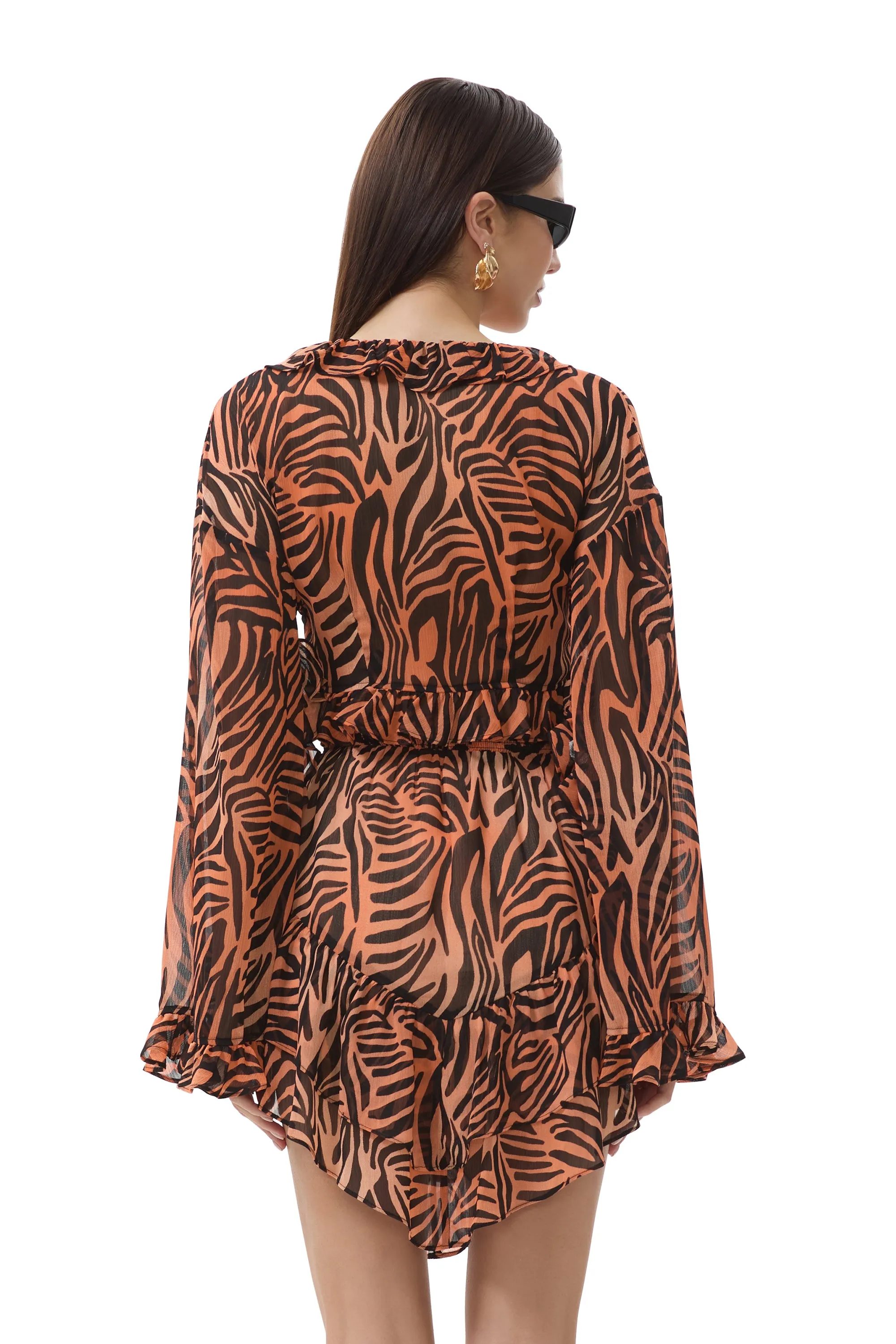 Ribbed Trim Details Odor Resistant Finish Clinton Top - Ombre Zebra