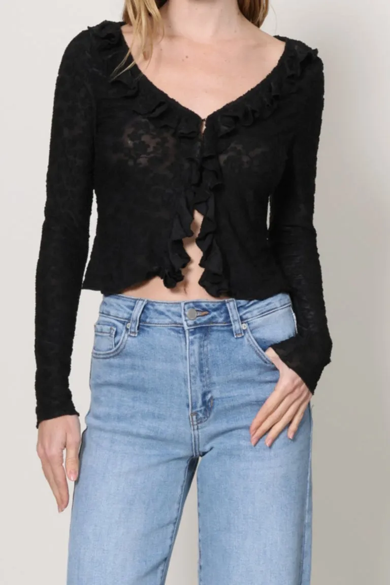 Ruffling Feathers Top Elasticized Waistband