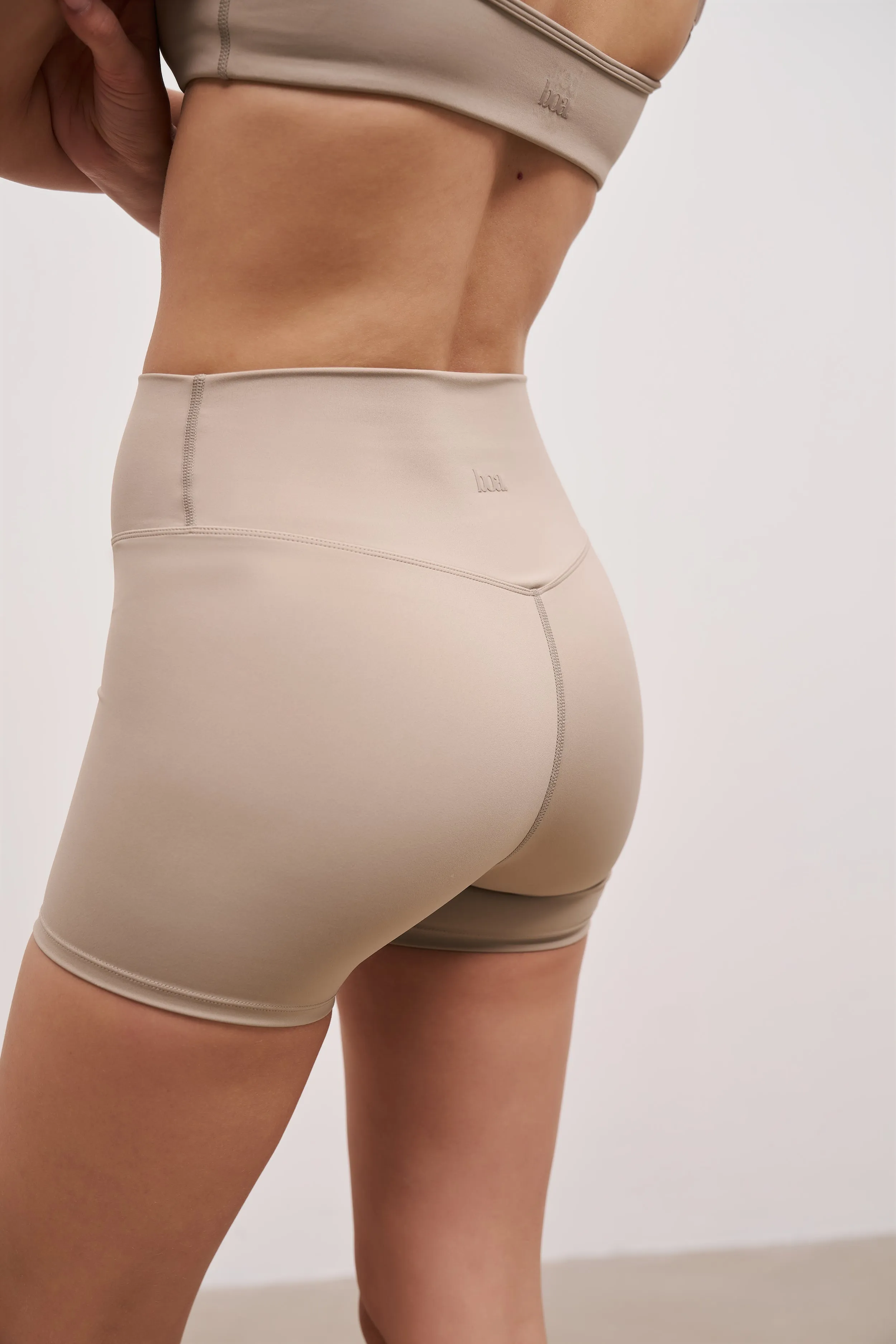 Base Sculpting Shorts - Taupe Layered Placket Design LongLastingDurability