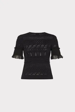 BondedShoulder Smocked Finish Pointelle Top