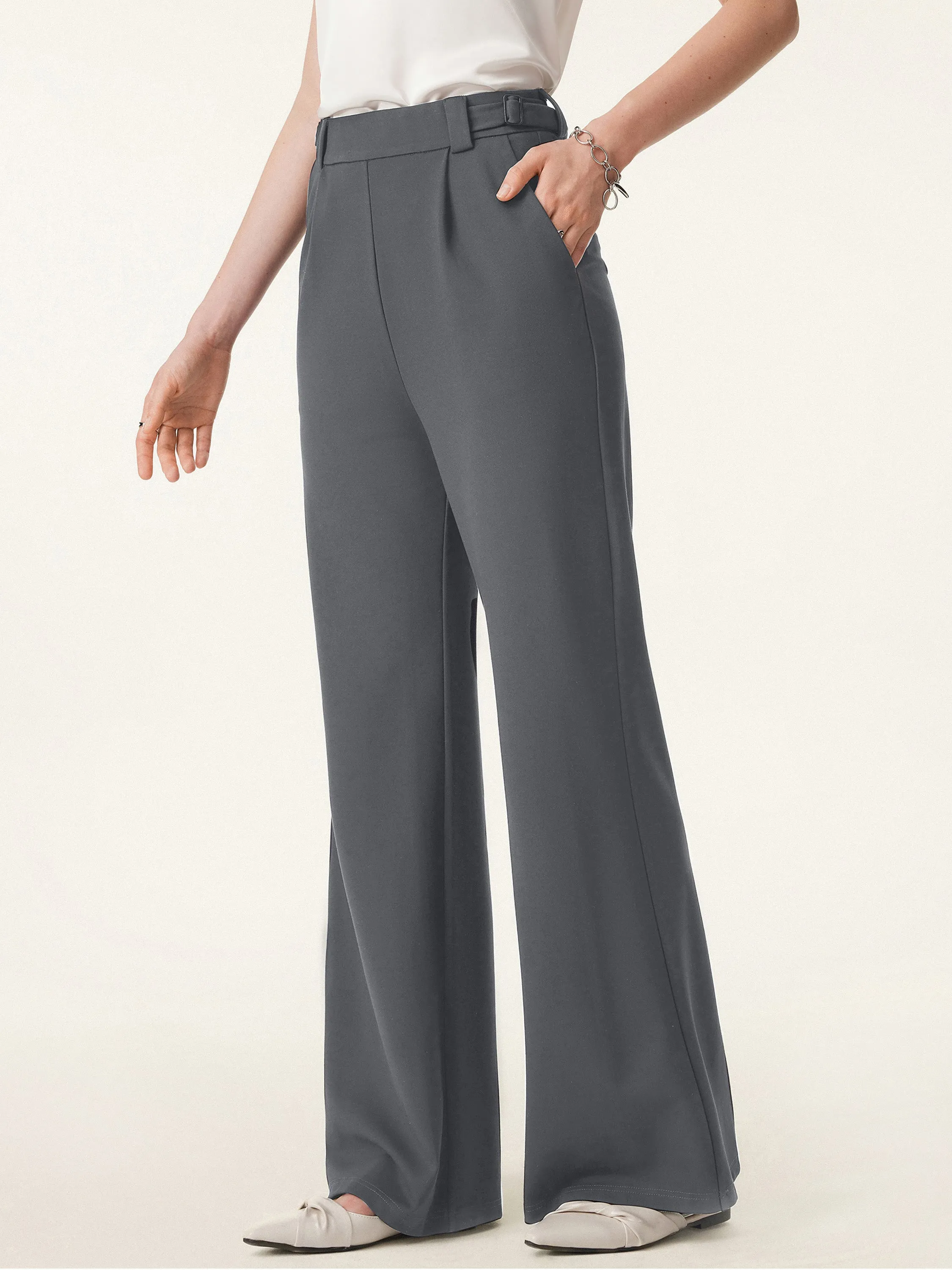 Modern Edge Relaxed fit wear High Rise Pull-on Wide Leg Pant with Adjustable Bar