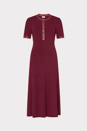 Leather Detail Knit Midi Dress ReflectiveAccents QuickDrying