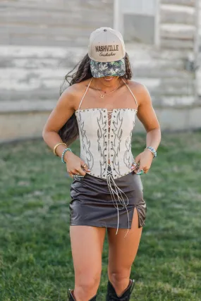 Raelynn Western Corset Top - Cream Hypoallergenic Fiber ColorfastMaterial