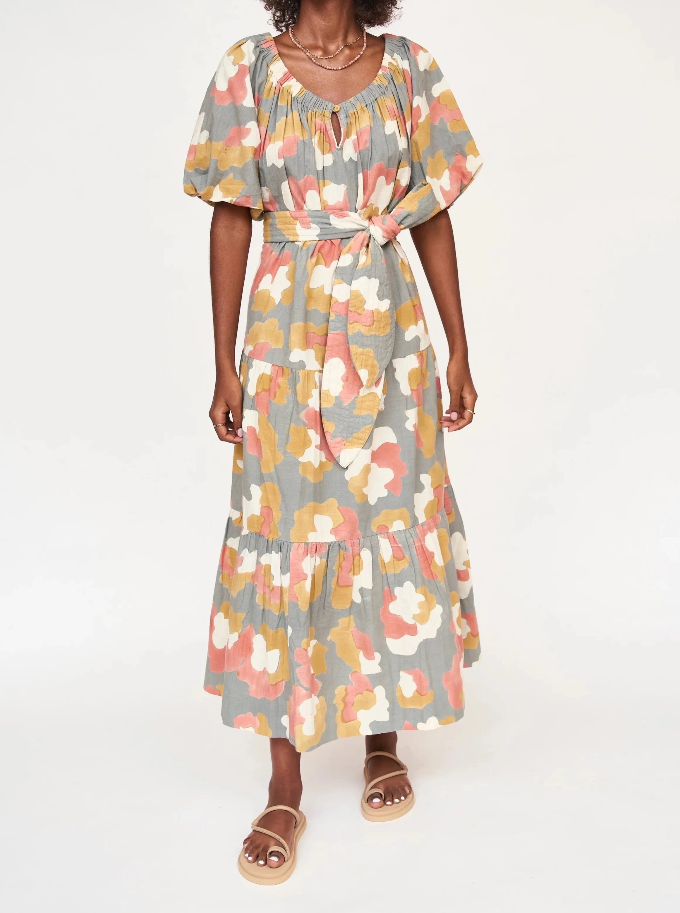 Feminine off-the-shoulder gown Balanced Mood Mirth Capri in Waterlilly