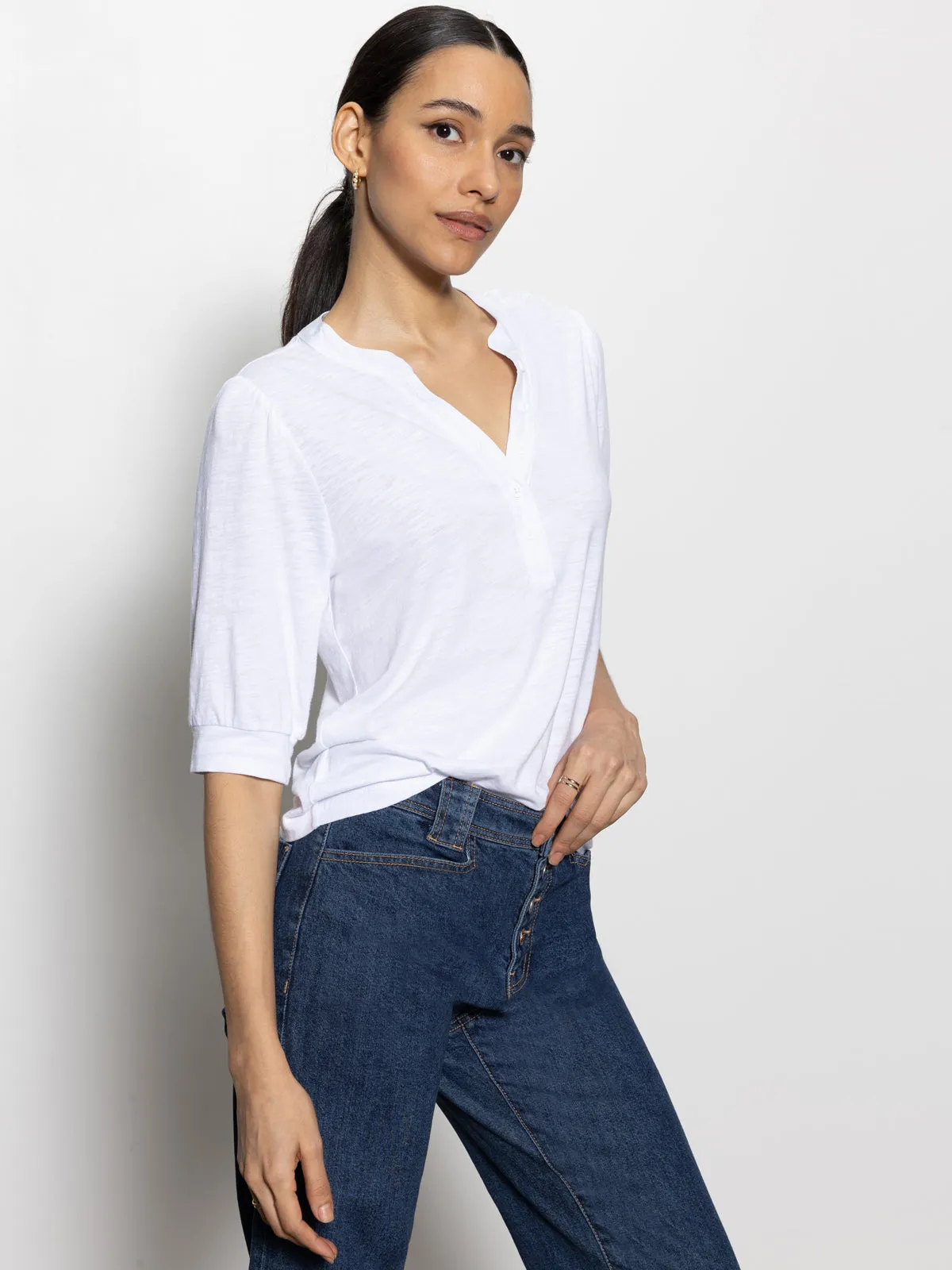 Mixed Media Tee White On-the-Go Fashion Spring Freshness