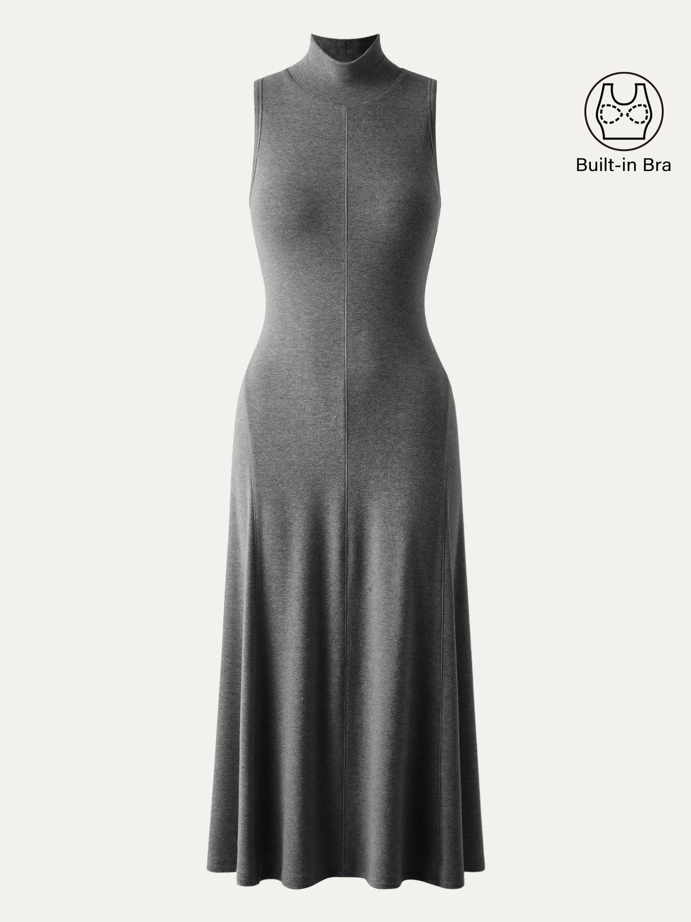 Mockneck Midi Tank Brami Dress StaticResistant Material CompressionSupportWeave