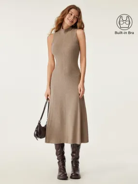 Comfortable fit-and-flare dress Mockneck Midi Tank Brami Dress