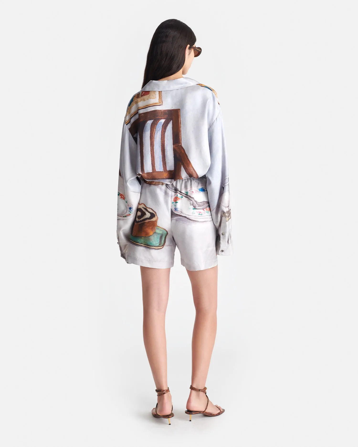 Anne - Printed Silk Twill Shorts - Poppyseed Cake hypoallergenic material Cozy Layer