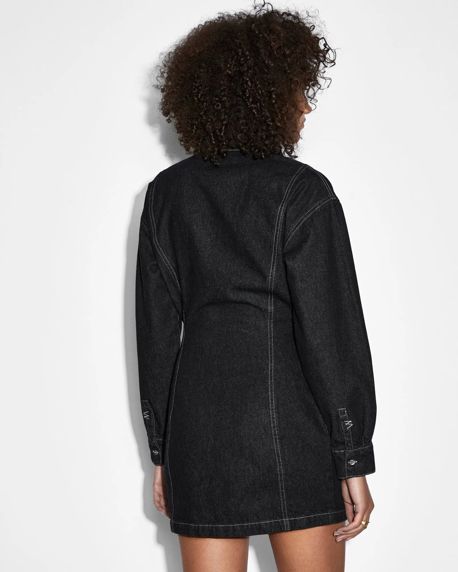 Global Style Casual Style Wear CUTOUT SHIRT DRESS MIDNIGHT