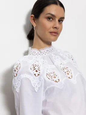 Lace Popover Blouse White funky Comfortable and stylish