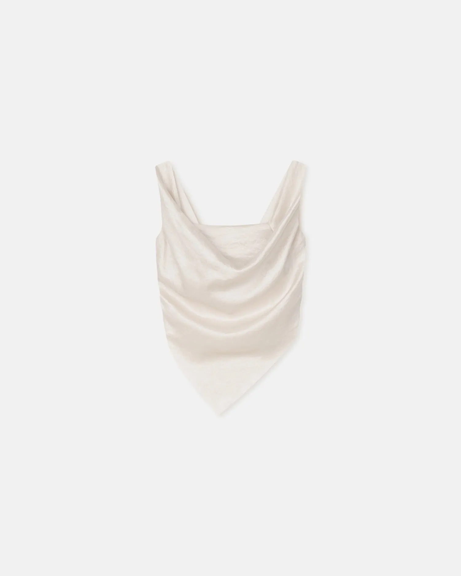 Petra - Sleeveless Draped Slip Satin Top - Ecru FourWayStretchFabric Oversized Fit