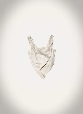 HiddenVentilationPockets Petra - Sleeveless Draped Slip Satin Top - Ecru